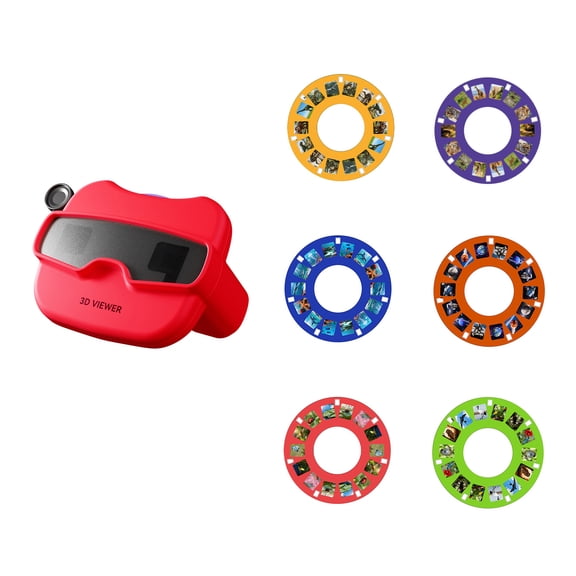 Viewfinder for Kids with 6Pieces Custom 3D Viewfinder Reel for Toddlers Ages 3+ Visual Education Viewer Toy Indoor Play Gifts-Red