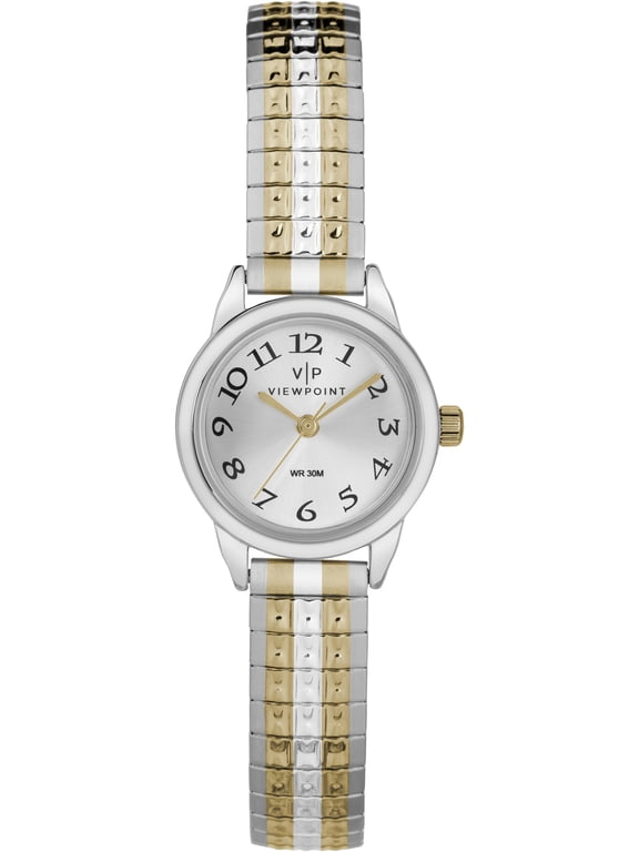 Women's 22mm Silver-Tone Dial Watch, Two-Tone Expansion Band