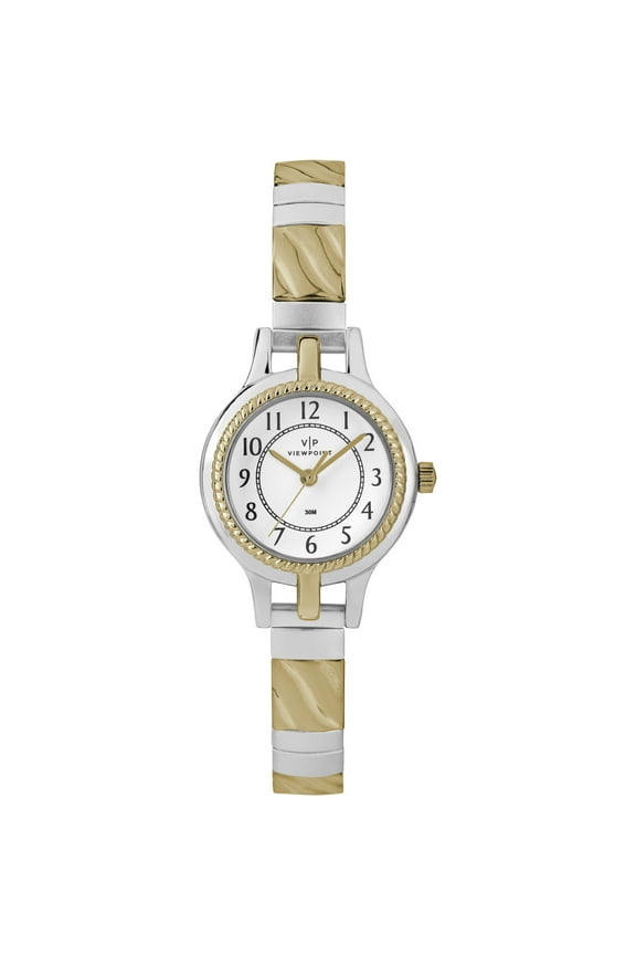 Viewpoint by Timex Women's Two-Tone/White 24mm Fashion Watch, Expansion Band