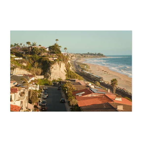 Views from La Rambla, San Clemente 04 - San Clemente California Photography Coast Beach Train Seascape Palm Tree Ocean Landscape Unframed Wall Art Print 4 x 6 inches