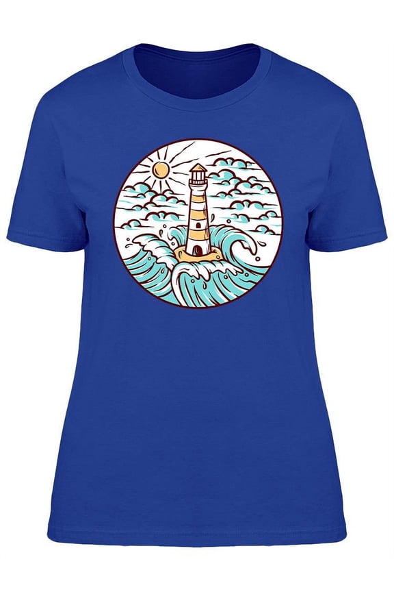 Views Of Lighthouse And Waves T-Shirt Women -Image by Shutterstock, Female Small