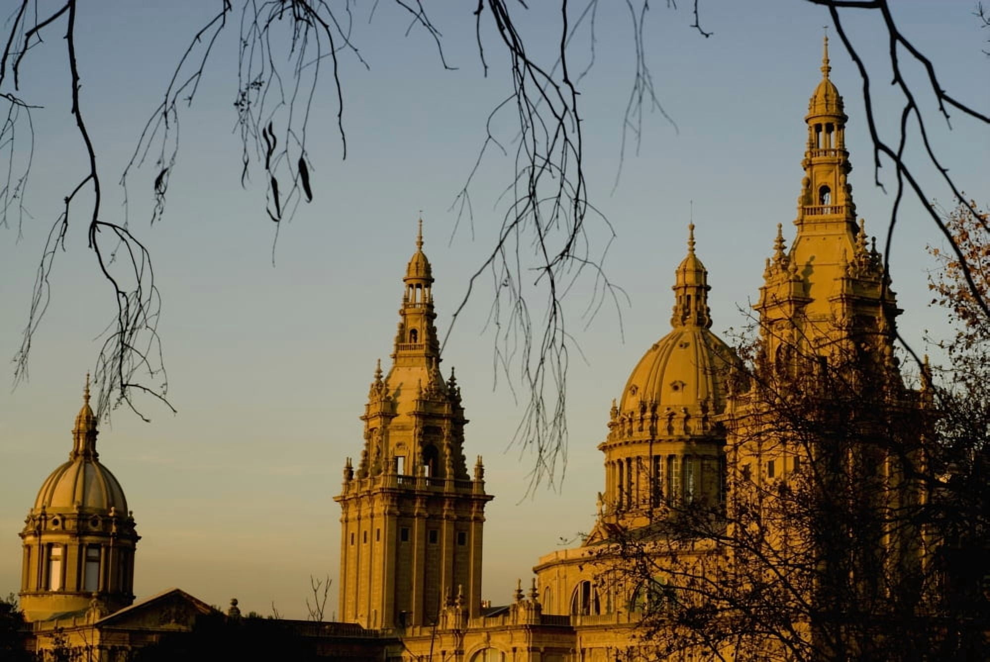 Views Of Palau Nacional De Catalunya At Dusk BarcelonaSpain Canvas Art - Dosfotos Design Pics (19 x 12)