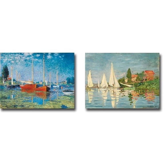Views of Boats At Argenteuil by Claude Monet 2-Piece Premium Gallery-Wrapped Canvas Giclee Art Set - 12 x 16 x 1.5 in.