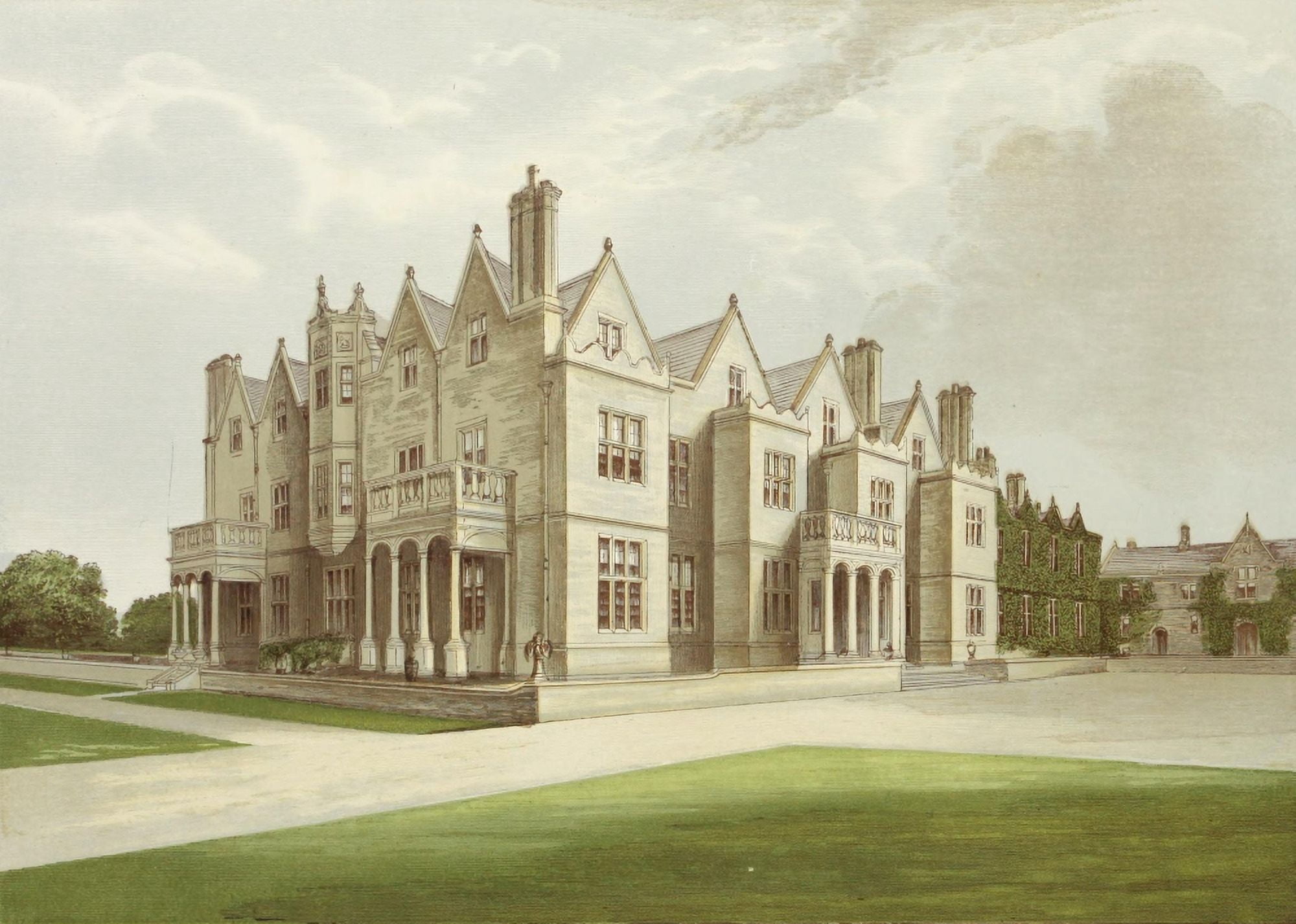 Views of Seats 1880 Acton Reynald Hall Canvas Art - AF Lydon (18 x 24)