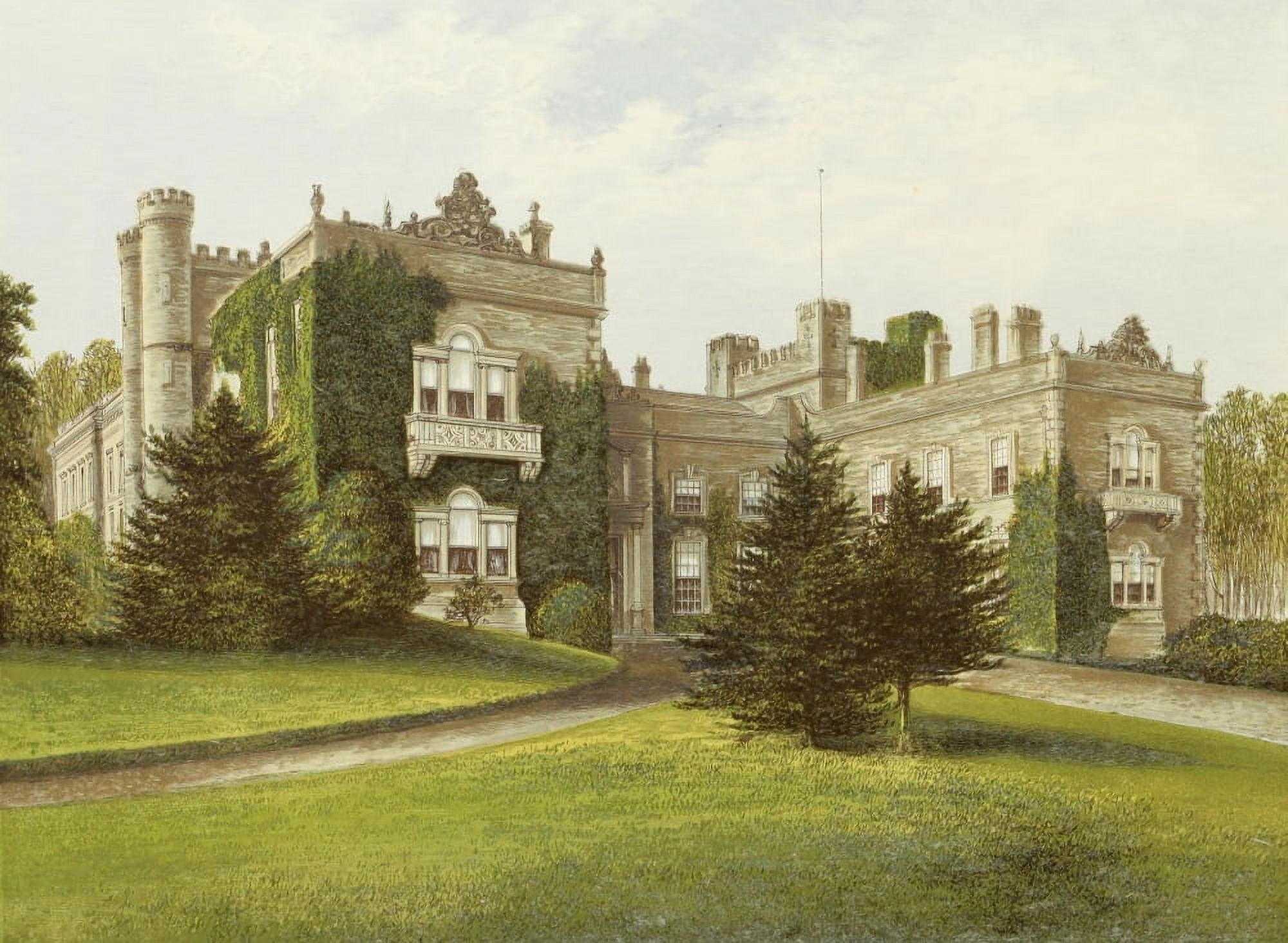 Views of Seats 1880 Aske Hall Canvas Art - AF Lydon (24 x 36)