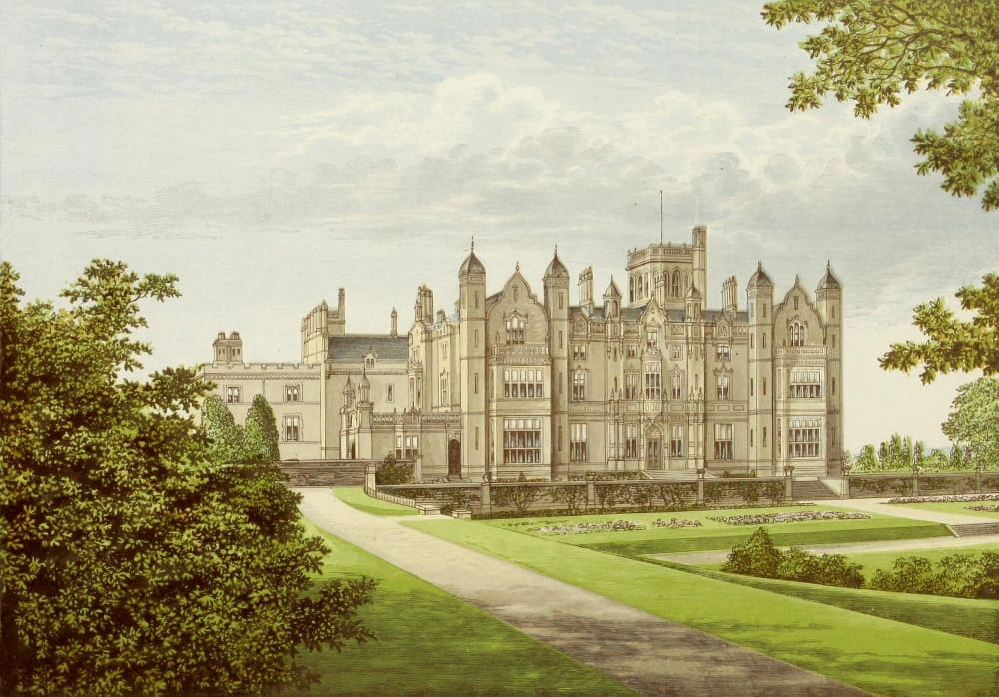 Views of Seats 1880 Birr Castle Canvas Art - AF Lydon (18 x 24)