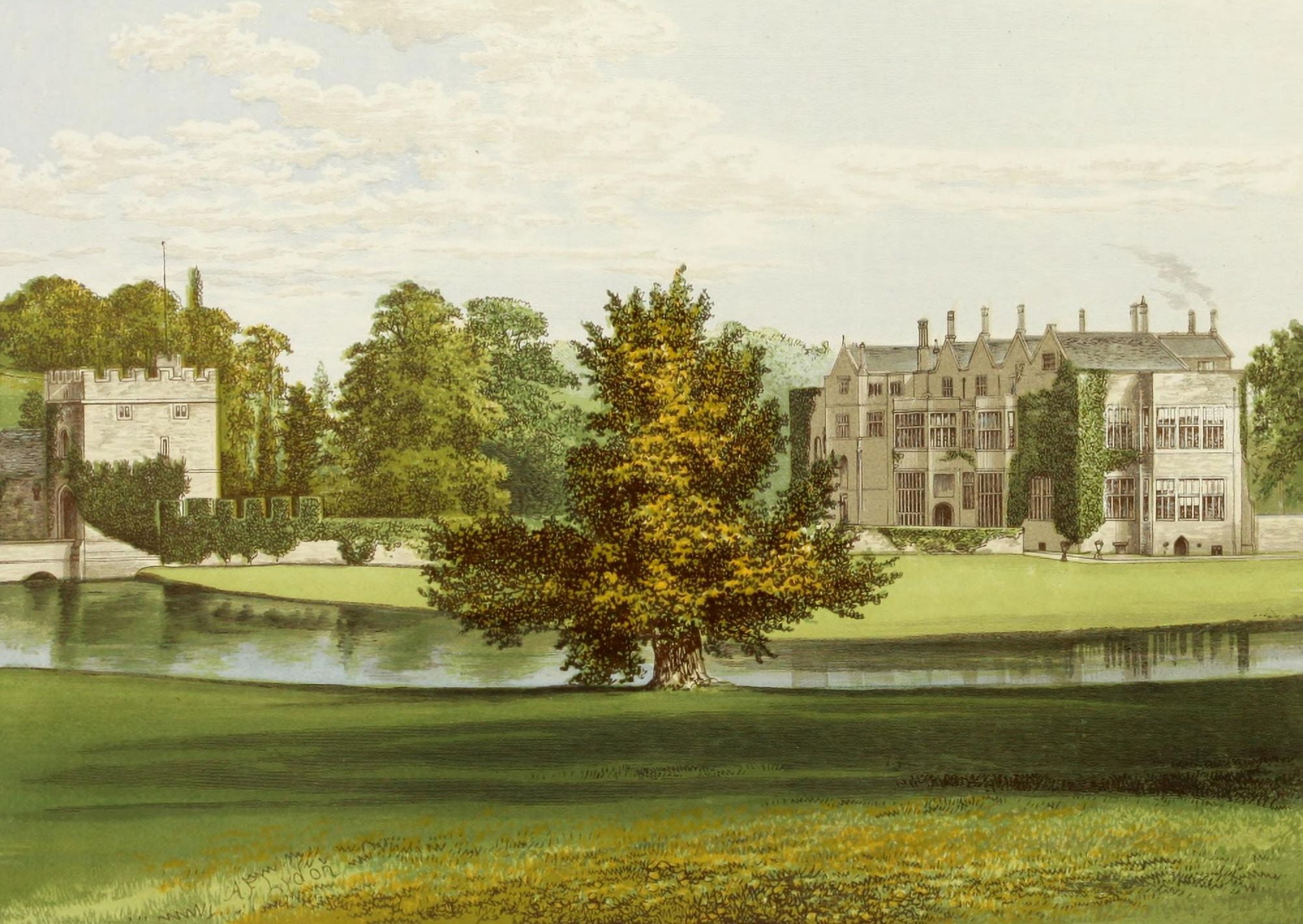 Views of Seats 1880 Broughton Castle Canvas Art - AF Lydon (24 x 36)