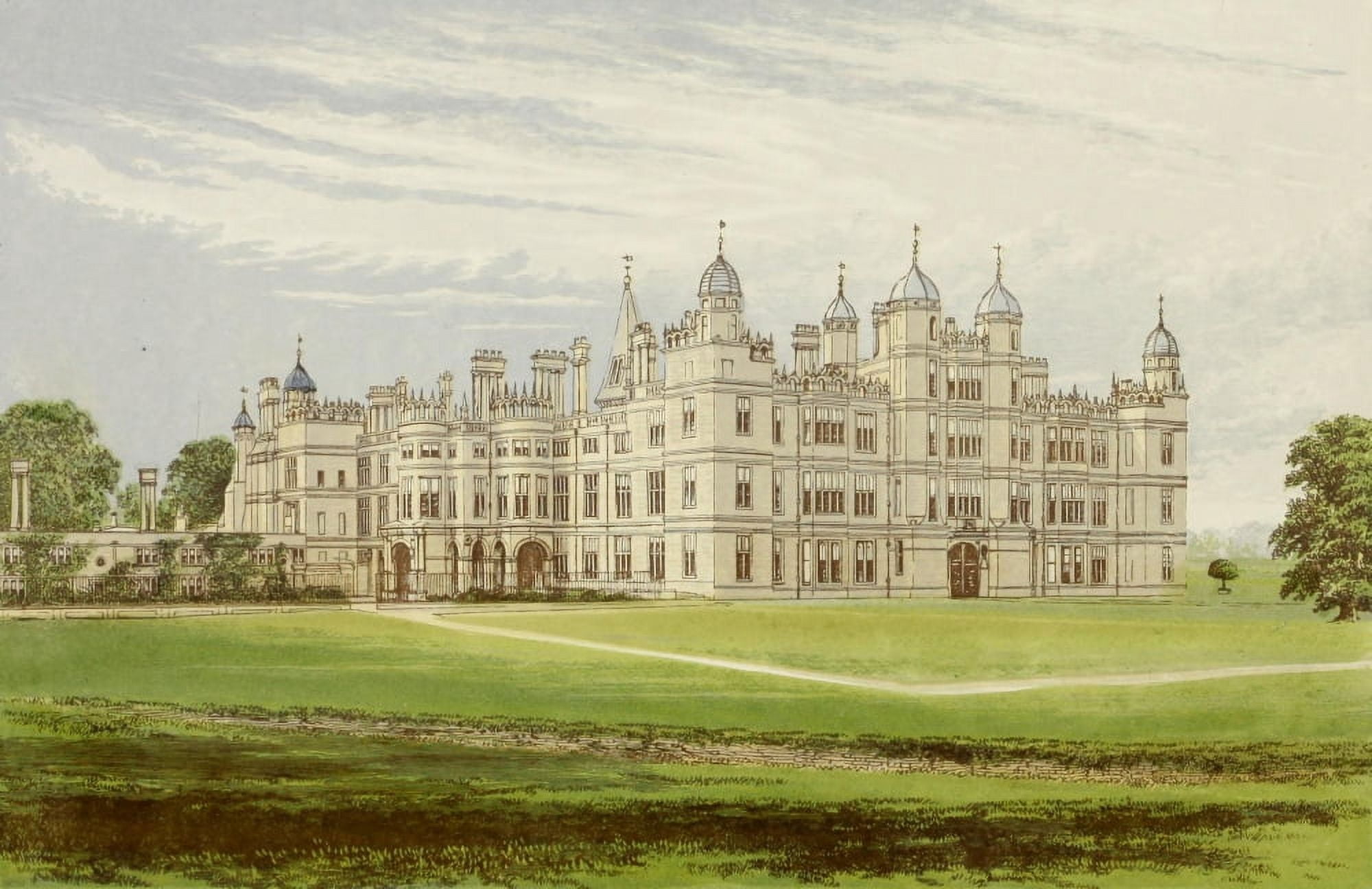 Views of Seats 1880 Burghley House Canvas Art - AF Lydon (18 x 24)