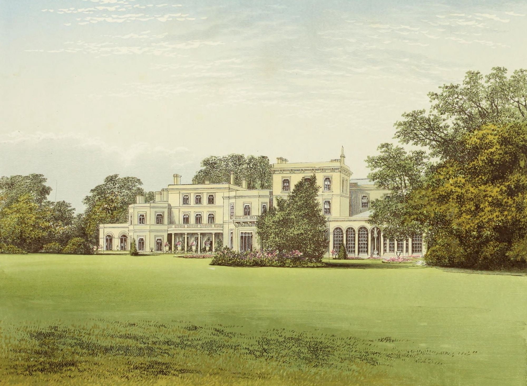 Views of Seats 1880 Danesfield House Canvas Art - AF Lydon (18 x 24)