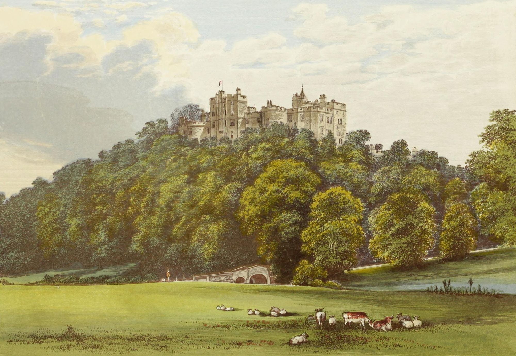 Views of Seats 1880 Dunster Castle Canvas Art - AF Lydon (18 x 24)