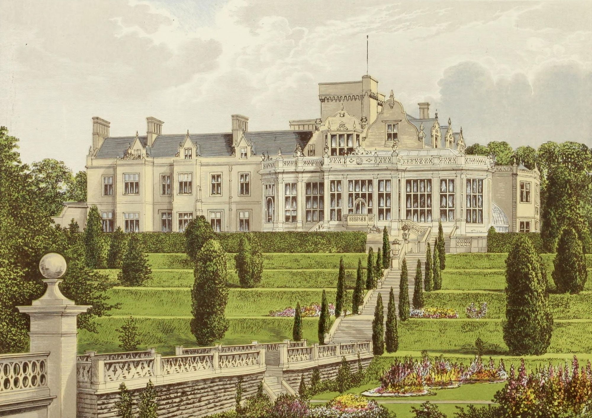 Views of Seats 1880 Easton Hall Canvas Art - AF Lydon (18 x 24)