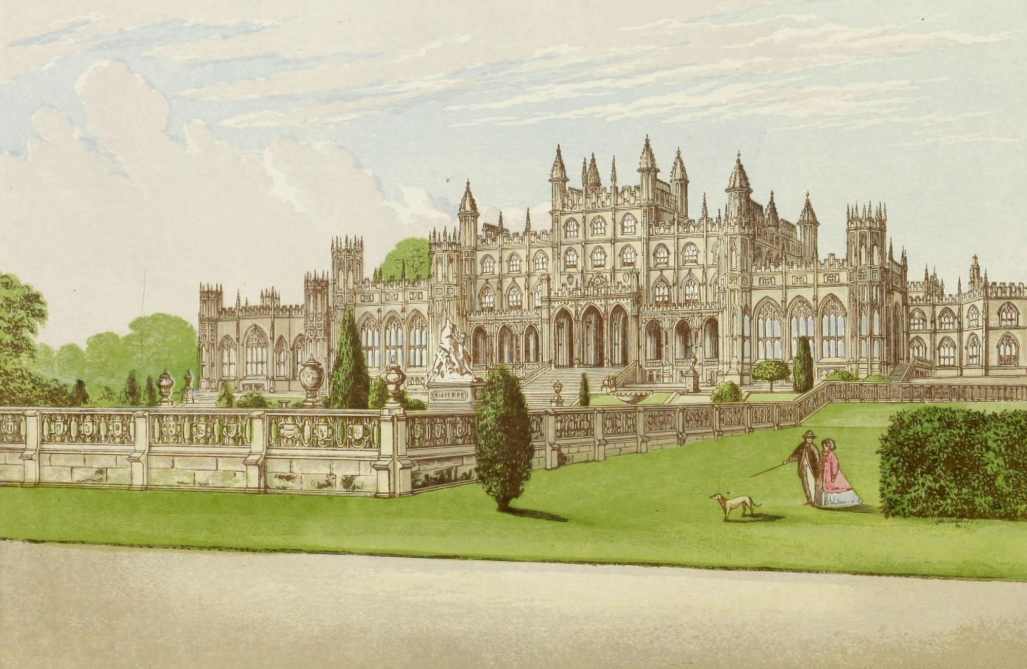 Views of Seats 1880 Eaton Hall Canvas Art - AF Lydon (18 x 24)