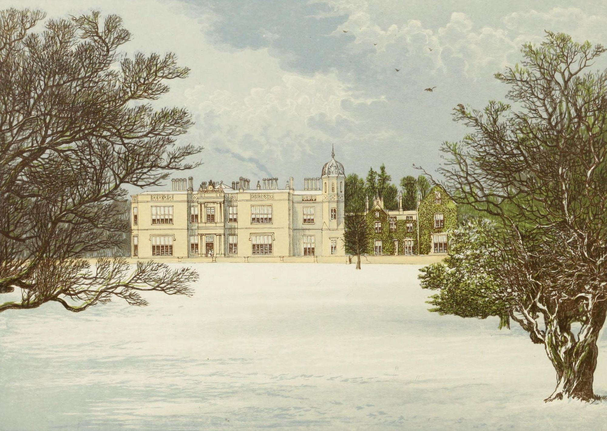 Views of Seats 1880 Eshton Hall Canvas Art - AF Lydon (24 x 36)