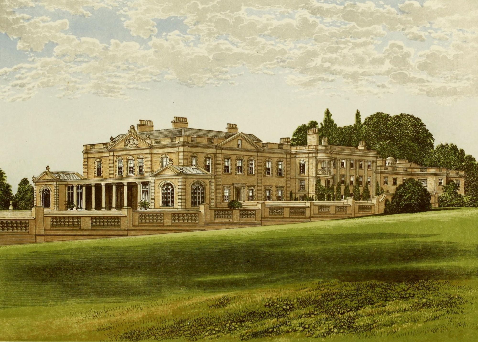 Views of Seats 1880 Gunton Park Canvas Art - AF Lydon (24 x 36)