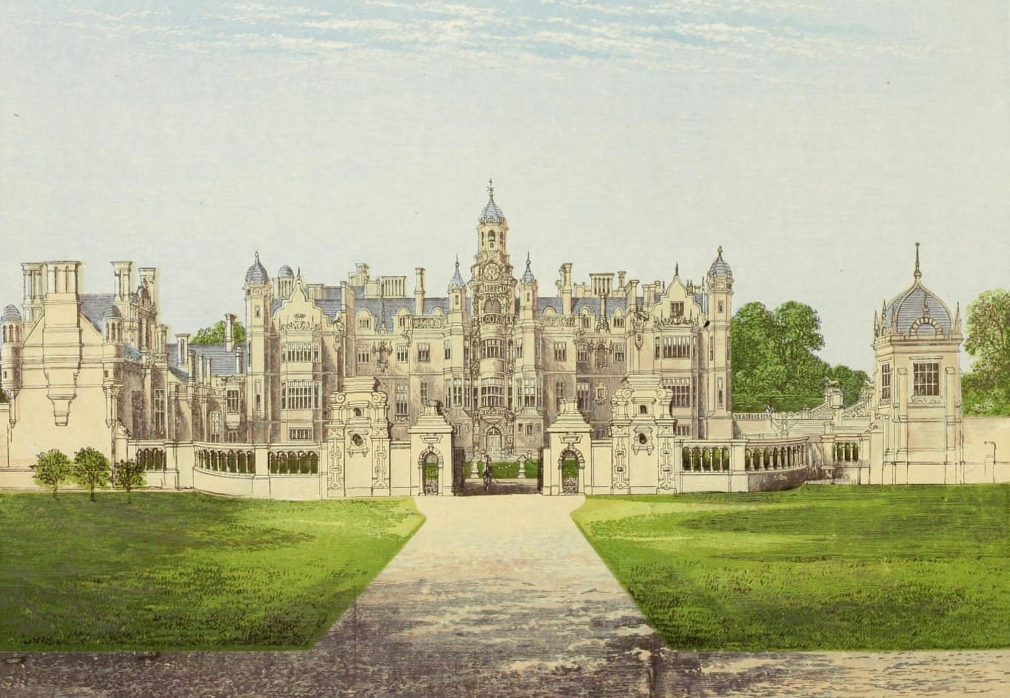 Views of Seats 1880 Harlaxton Manor Canvas Art - AF Lydon (24 x 36)