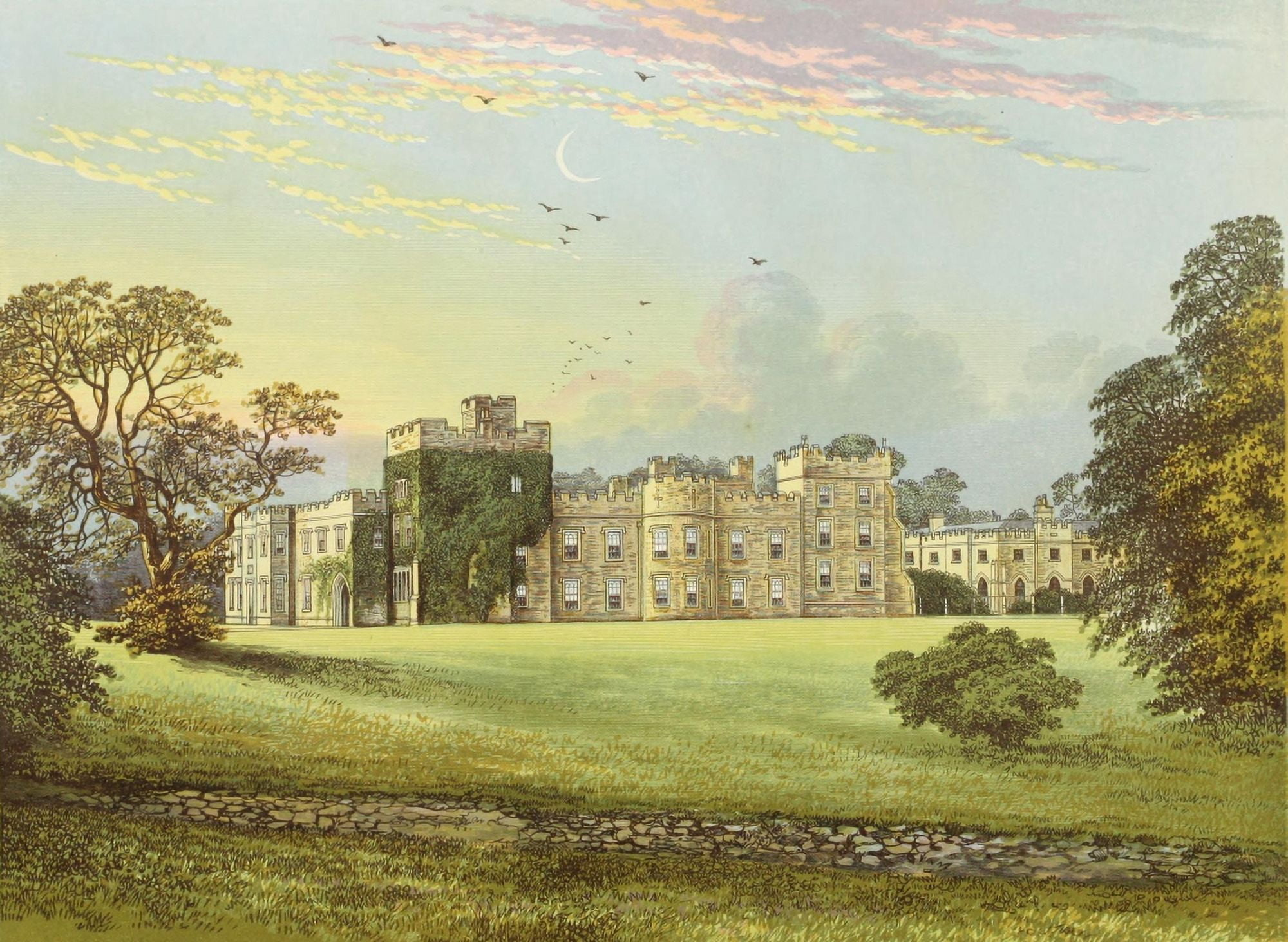 Views of Seats 1880 Hornby Castle Canvas Art - AF Lydon (18 x 24)