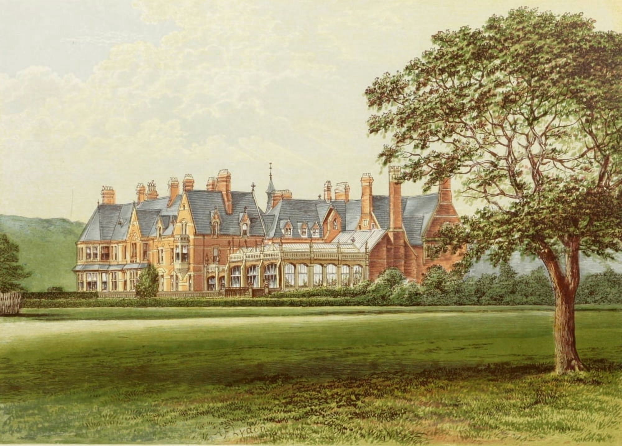 Views of Seats 1880 Hutton Hall 1 Canvas Art - AF Lydon (24 x 36)