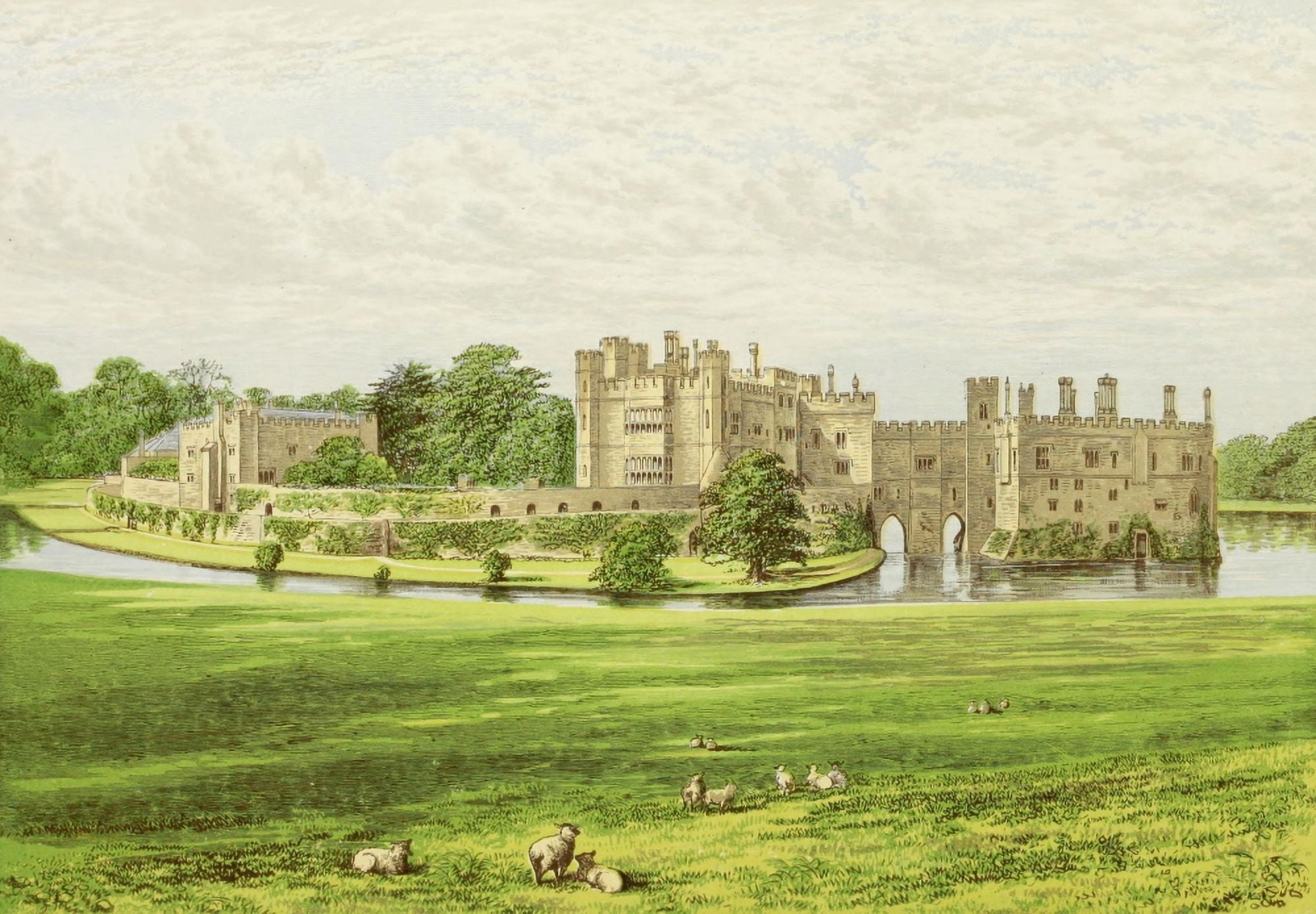 Views of Seats 1880 Leeds Castle Canvas Art - AF Lydon (18 x 24)