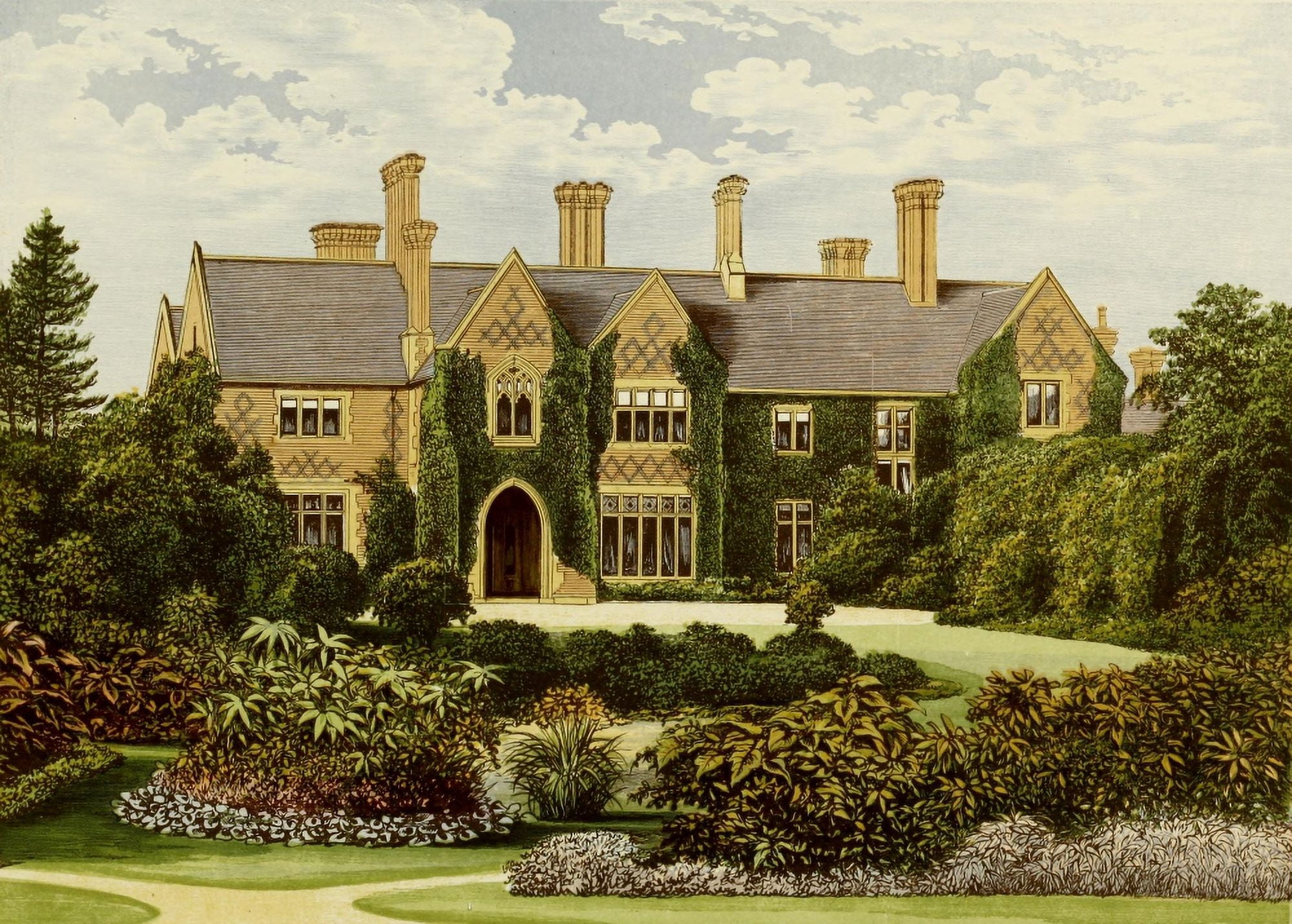 Views of Seats 1880 Oxley Manor Canvas Art - AF Lydon (24 x 36)