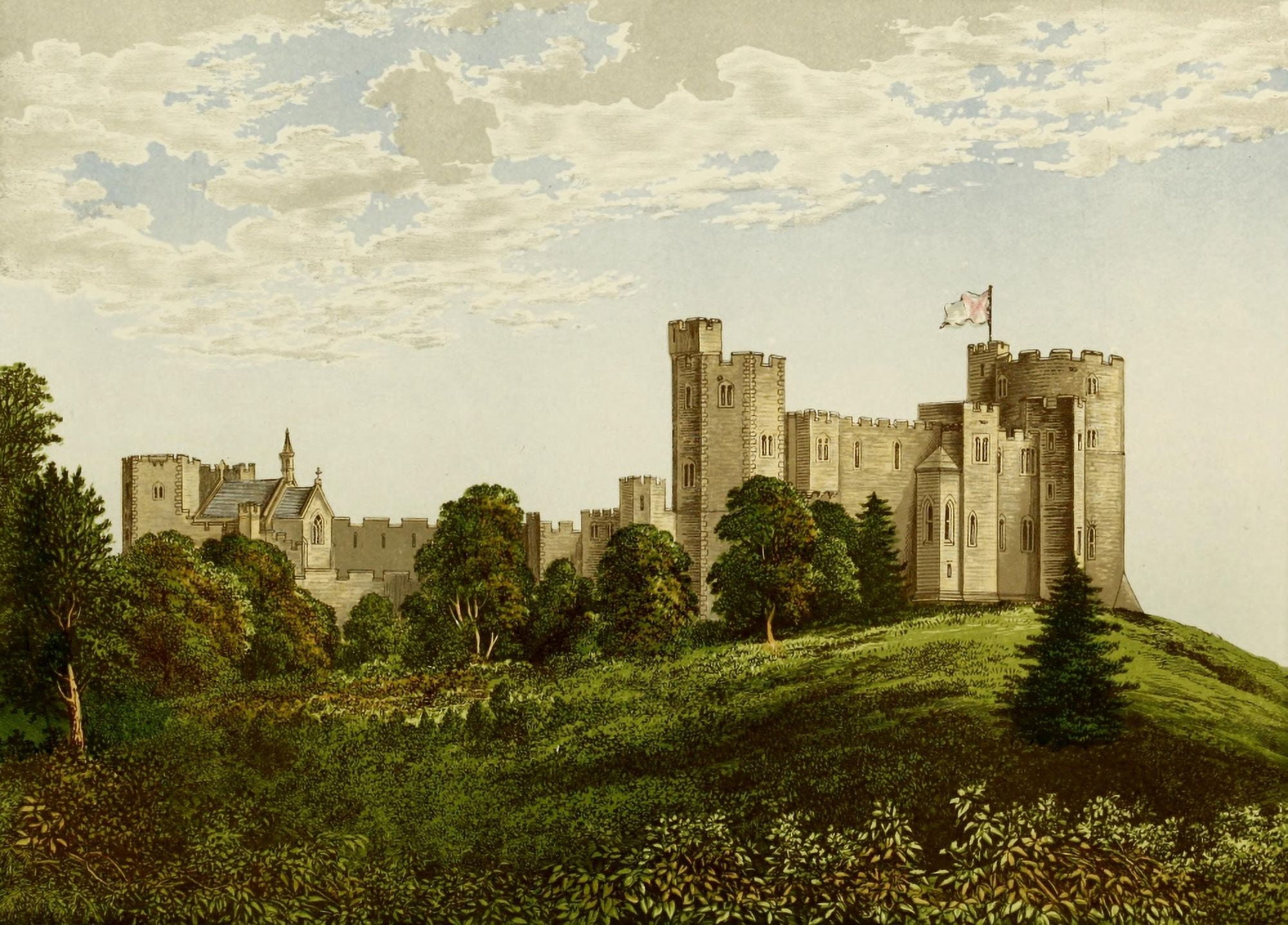 Views of Seats 1880 Peckforton Castle Canvas Art - AF Lydon (18 x 24)