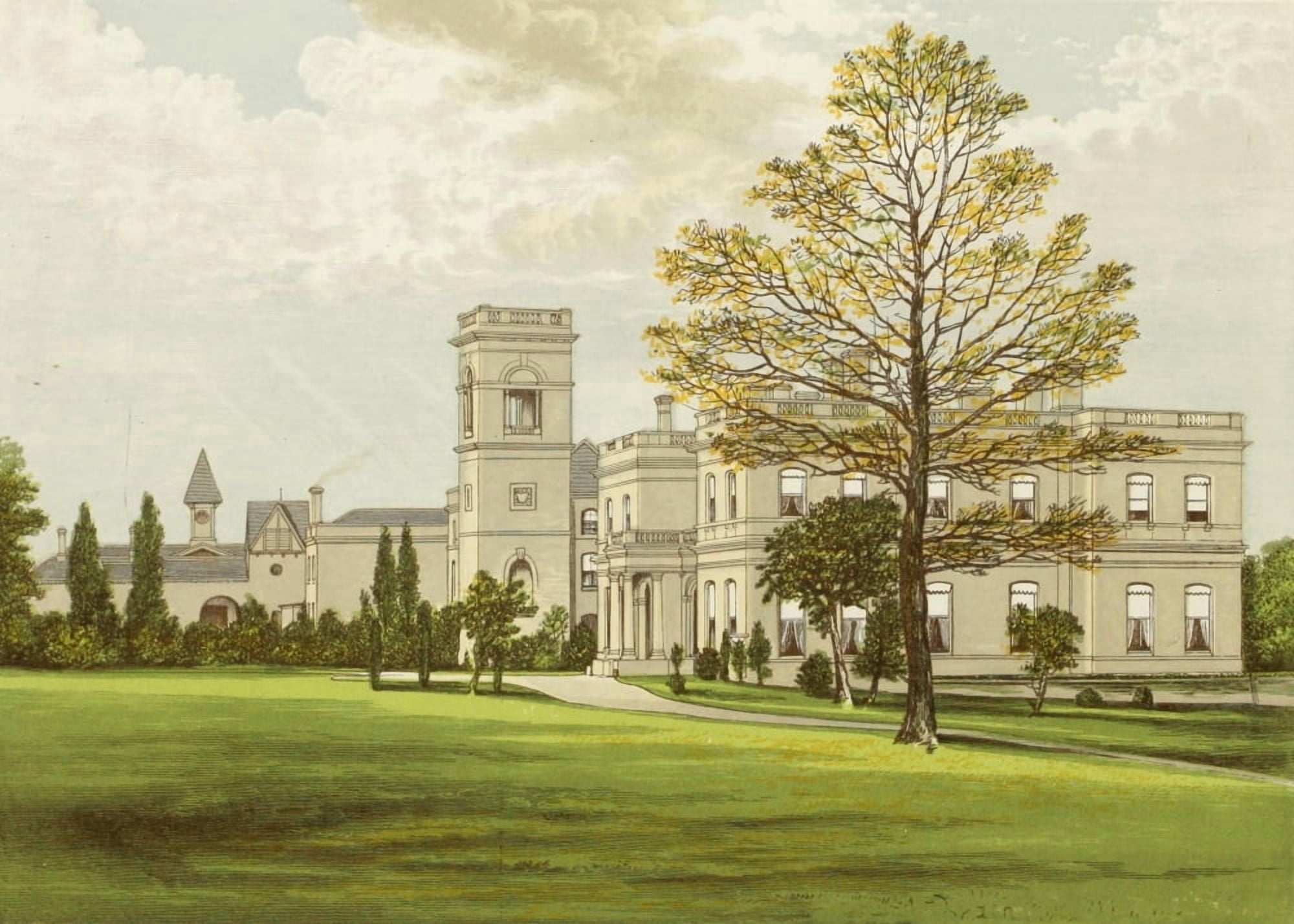 Views of Seats 1880 Stowlangtoft Hall Canvas Art - AF Lydon (18 x 24)