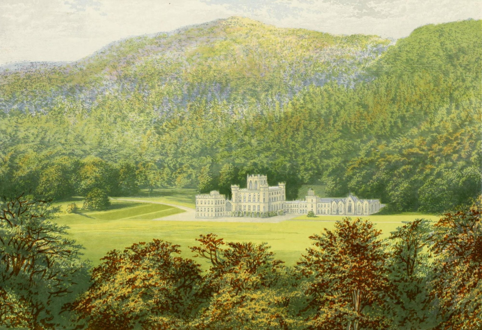 Views of Seats 1880 Taymouth Castle Canvas Art - AF Lydon (18 x 24)
