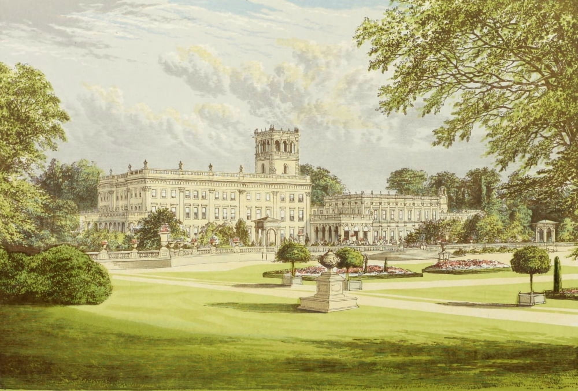 Views of Seats 1880 Trentham Hall Canvas Art - AF Lydon (18 x 24)