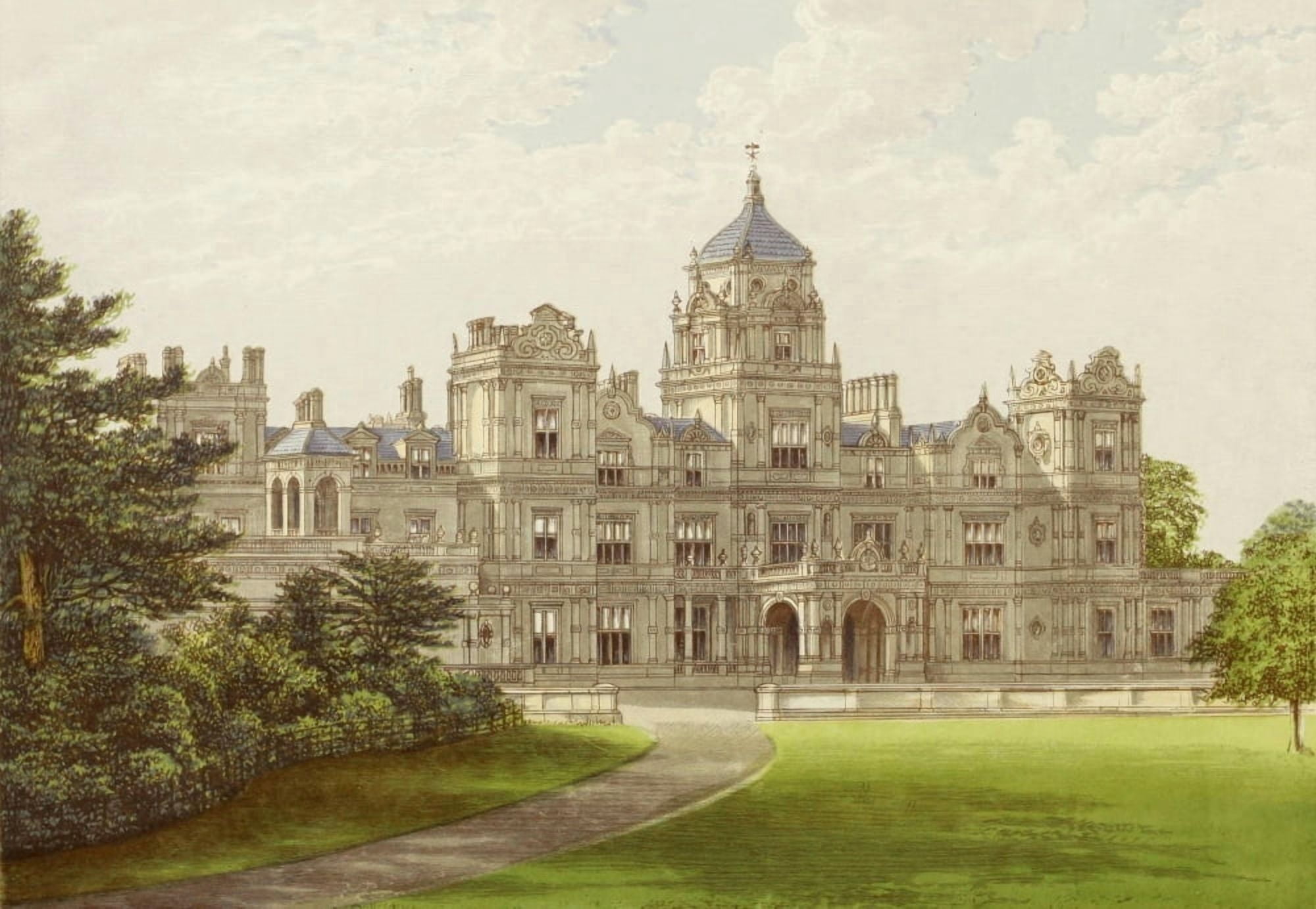 Views of Seats 1880 Westonbirt House Canvas Art - AF Lydon (18 x 24)