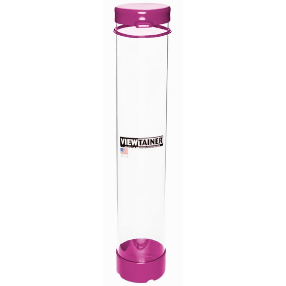 Viewtainer Tethered Cap Storage Container 2.75"X15"-Raspberry