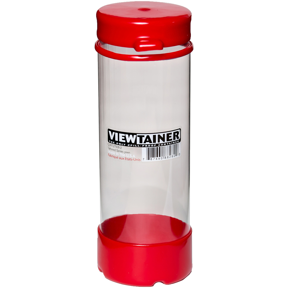 Viewtainer Tethered Cap Storage Container 2.75"X8"Red