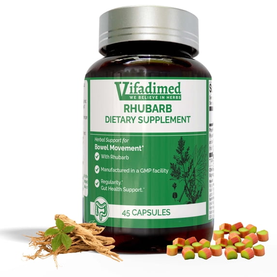 Vifadimed RHUBARB, Bowel Movement and Gut Motility Support, Gut Health, 45 capsules