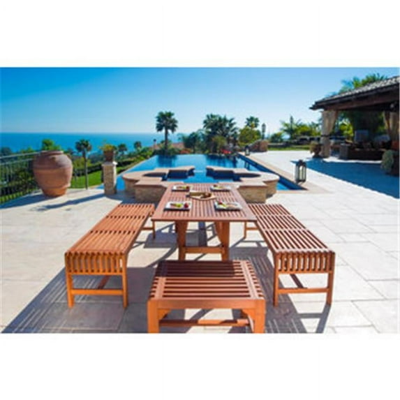 Vifah Malibu 5 Piece Wood Patio Dining Set
