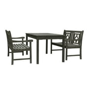 Vifah Renaissance 3 Piece Patio Dining Set in Vista Gray