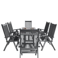 thumbnail image 1 of Vifah Renaissance Patio Hand-scraped Wood 7-PC Dining Set W Reclining Chairs, 1 of 3