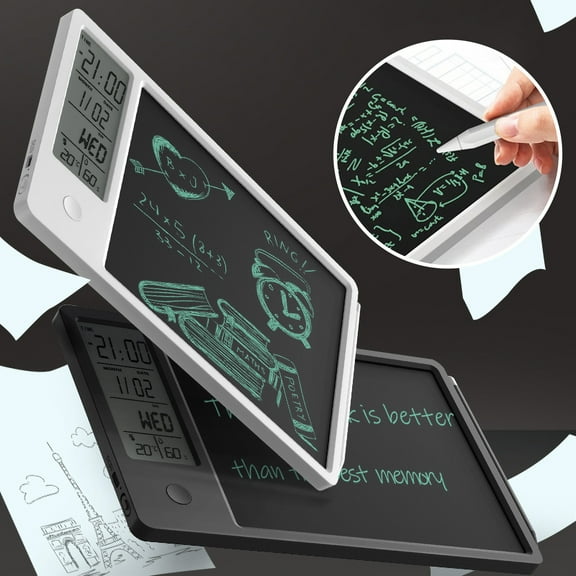 Viflosae 10inch Calendar Temperature And Humidity LCD Writing Tablet Intelligent Home Memo Desktop Office Electronic Calendar Memo With Alarm Clock Function Electronics Gadget