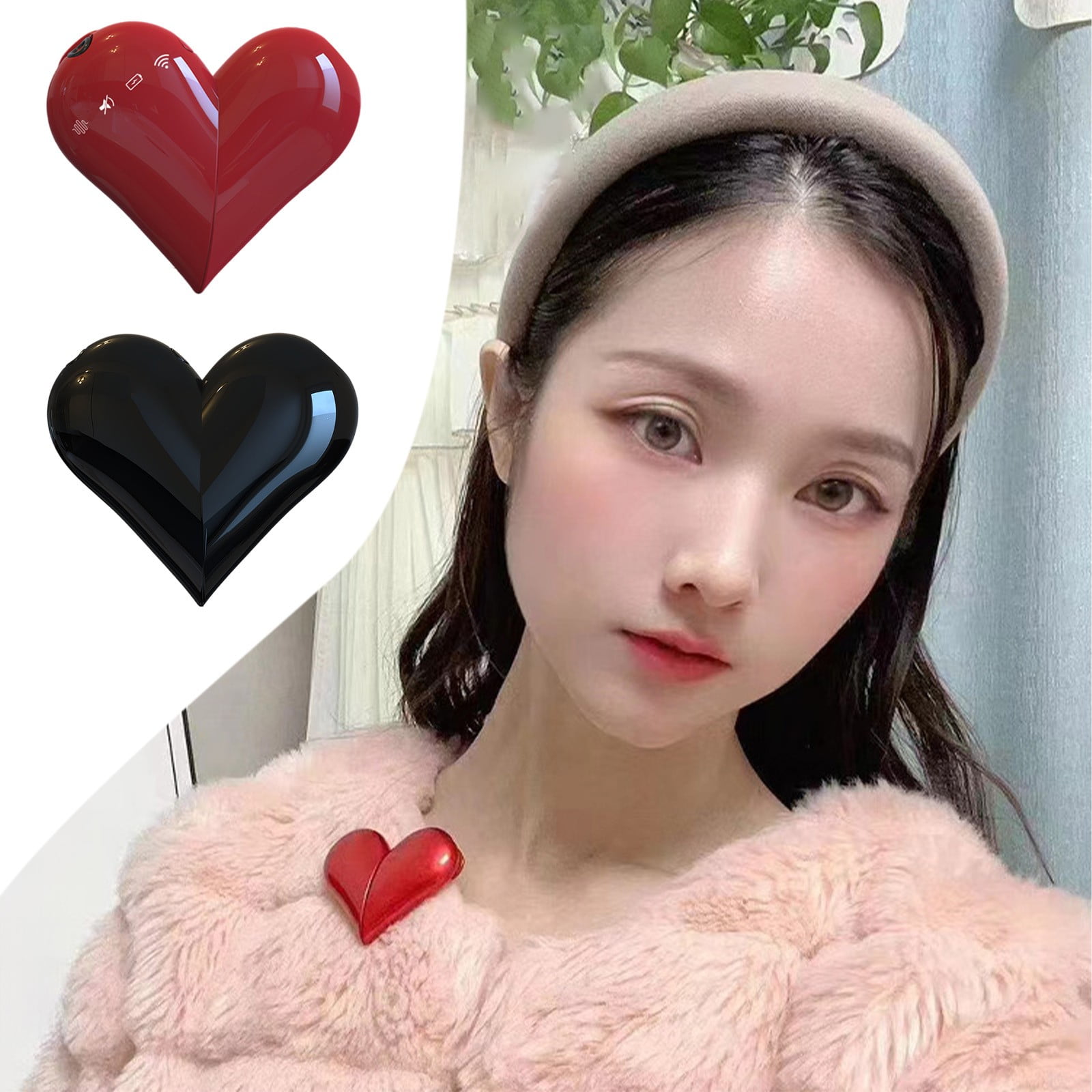 Viflosae 2.4g Wireless Lavalier Microphone Portable Clip on Deformation Heart Shaped Condenser Mic for Outdoor Live Streaming Long Battery Valentine’s Day Gift for Video Recording Vlogging