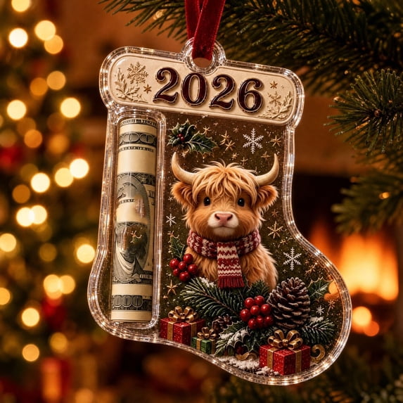 Viflosae 2026 Christmas Stocking Money Ornament, Acrylic Sock with Cash ...