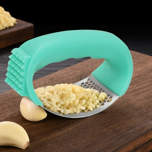 Viflosae 304 Stainless Steel Ring Garlic Press, 2024 Upgrade Arc Shape Garlic Crusher with Peeler, Stainless Steel Garlic Mincer Crusher, Garlic Chopper Make Scraper, Easily C