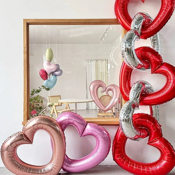 Viflosae 33 Inch Large Hollow Love Balloons Valentine's Day Birthday Party Decoration Shooting Props Bright Surfaces Can Be Connected In Series Valentines Day Gifts for Her