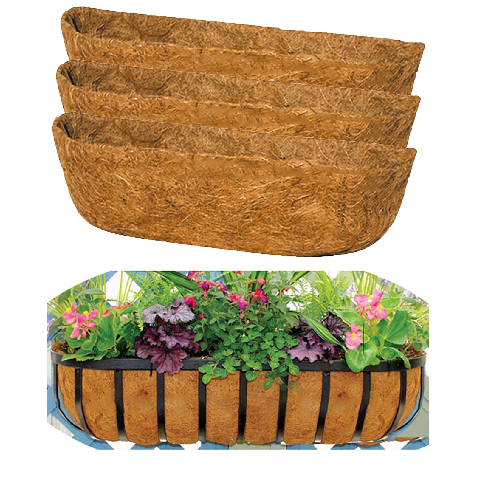 Viflosae 3Pcs Coconut Liners for Planters 24 Inch Coco Liners for