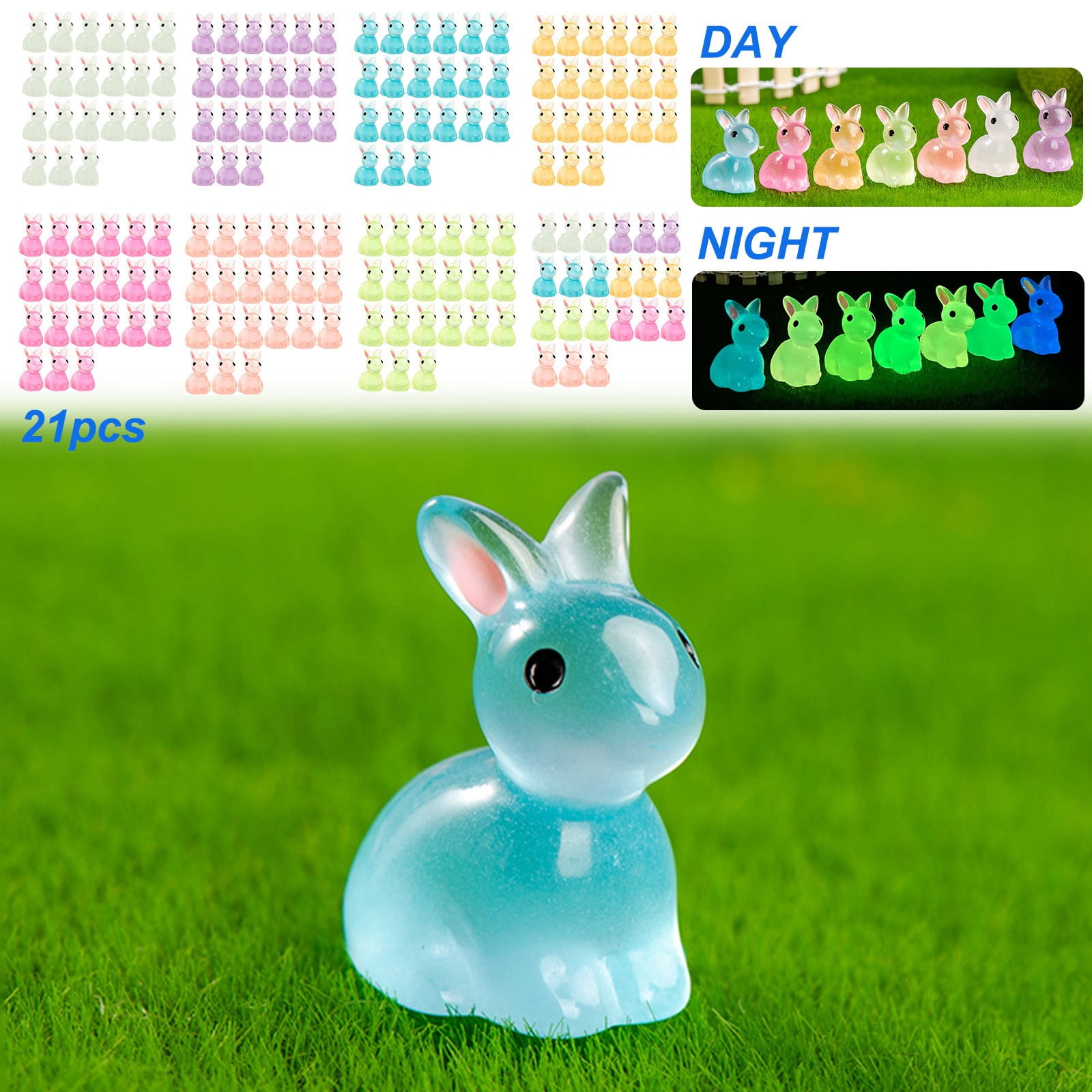 Viflosae 5 Year Old Toys 21 PCS Luminous Mini Resin Bunny Plastic ...