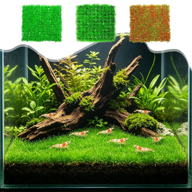 fish tank grass accessories kathson 3 PCS Aquarium Mat Decorations,Artificial Plastic Plant Lawn for Plants Landscape Ornament,Fish Tank Decor Green Carpet with Suction Cups for Freshwater & Saltwater : Pet Supplies Aquarium Features BCOATH Artificial Water Grass for