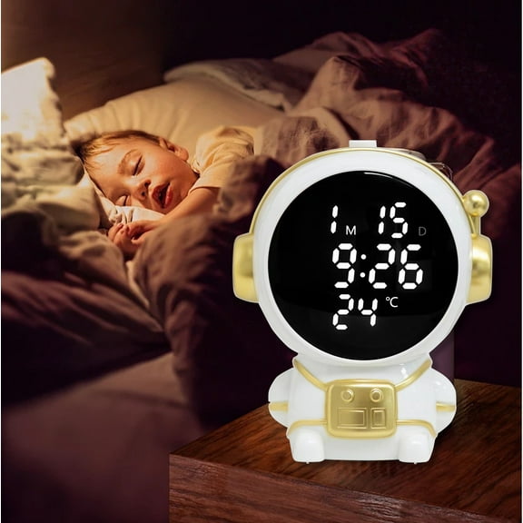 Viflosae Astronaut Cub Electronic Alarm Clock Featuring Adjustable Night Mode And Real- Indoor Temperature Monitoring For Added Convenience And Comfort Electronics Gadgets Items