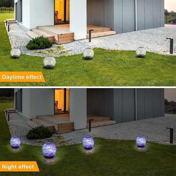 Viflosae Outdoor Decorations Solar Lights Solar Crackle Ball Lights Outdoor Garden Decoration Solar Mirror Ball Decorative Patio 2pc for Spring & Summer Decor