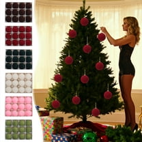 Viflosae Ball Ornaments Large Red Ornaments 12 PCS Velvet Christmas Balls Flocked Christmas Tree Ornaments Plastic Balls Xmas Decorative Hanging Ornaments Christmas Tree Decoration 2.4 Inch
