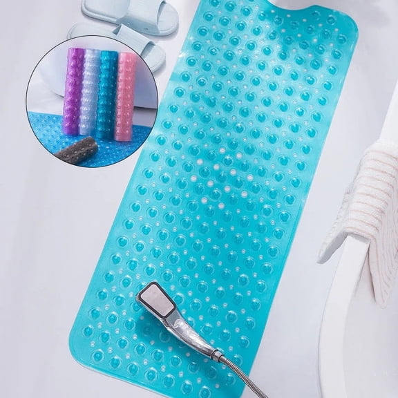 Viflosae Bathroom Rug Absorbent Bath Mat Bathtub and Shower Mats Extra Long Non Slip Bath Mats 39.4 X 16 Inches Bathroom Mats with Suction Cups Washable Soft Shower Floor Mats