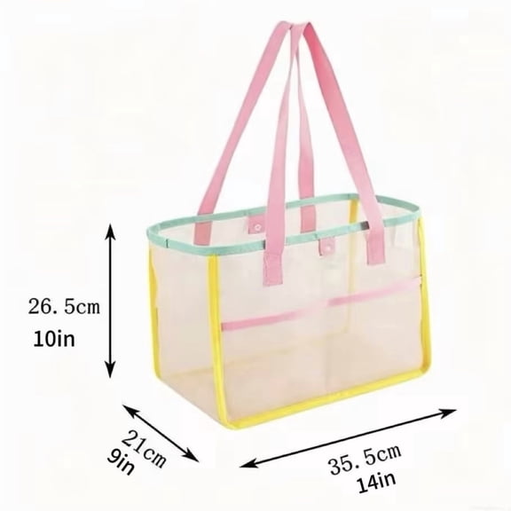 Viflosae Beach Bag Beach Tote Large Mesh Tote Bag Portable Beach Bag Multifunctional Shower Storage Bag for Girls