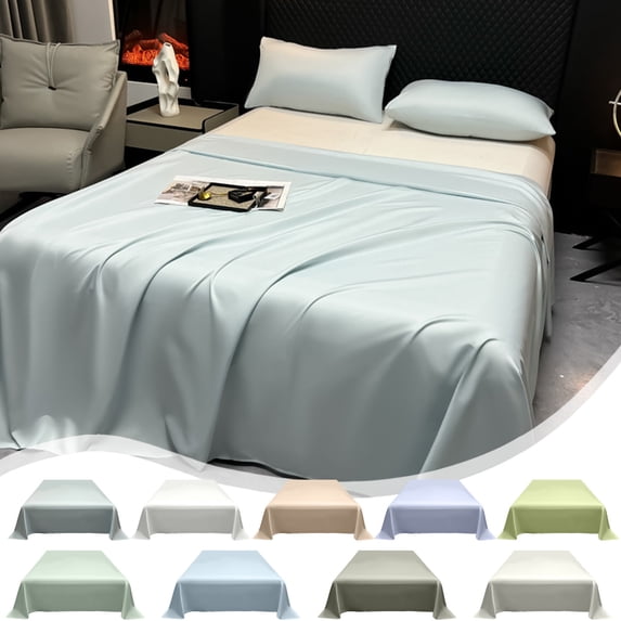 Viflosae Bed Sheets Queen Sheets Strong Elastic Solid Color Ease Friendly Washable Sheets Luxurious Silk Bedding