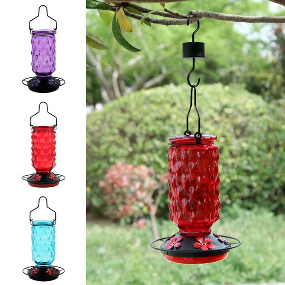 Viflosae Bird Feeders Hummingbird Feeder 5 Feeding Ports Glass Hummingbird Feeders for Outdoors Wide Mouth for Easy Filling Cleaning Hanging for Garden Backyard Decor