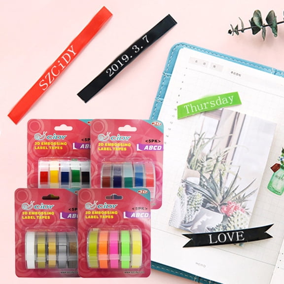 Viflosae Box Tape Tape Refills Print label tape suitable for manual 3D embossing plotter sticker Embossing